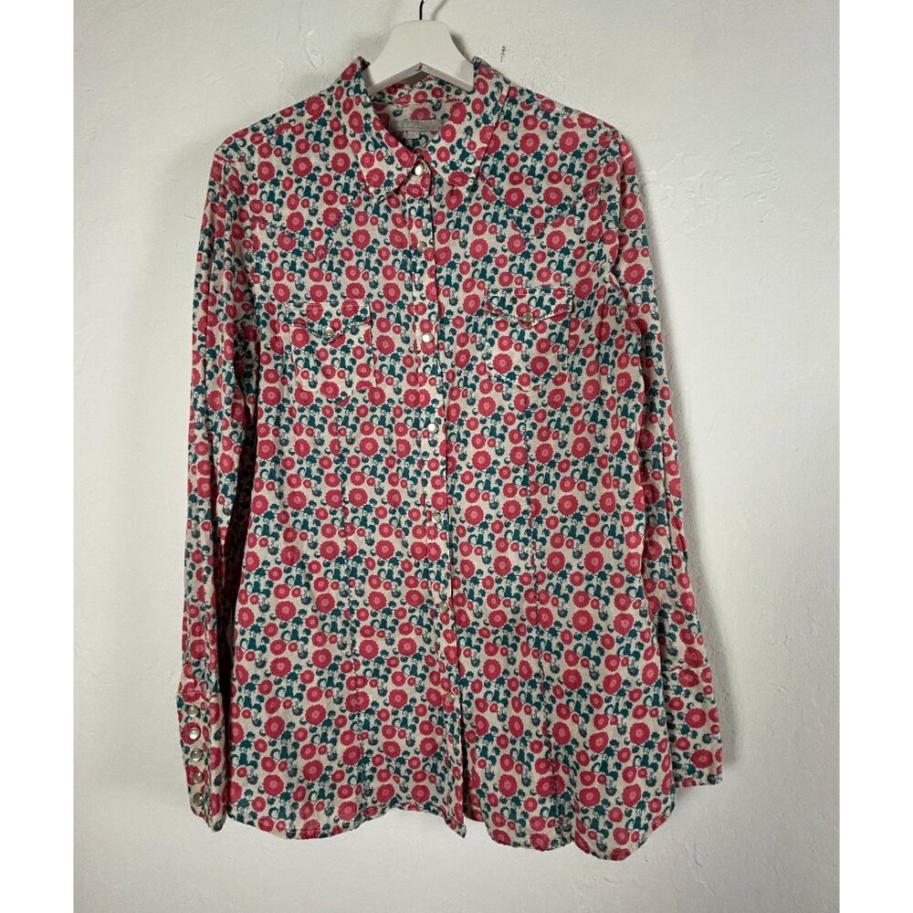 Tin Haul Womens Floral Print Snap Western Shirt XL Multicolor Cotton Long Sleeve